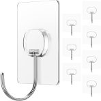 Pack of 8 heavy-duty transparent waterproof adhesive hooks