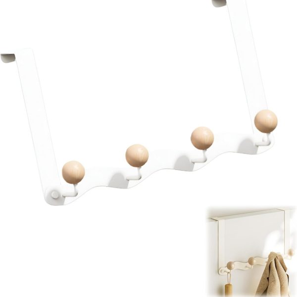 Wooden round-tip over-the-door hook (no-drill)