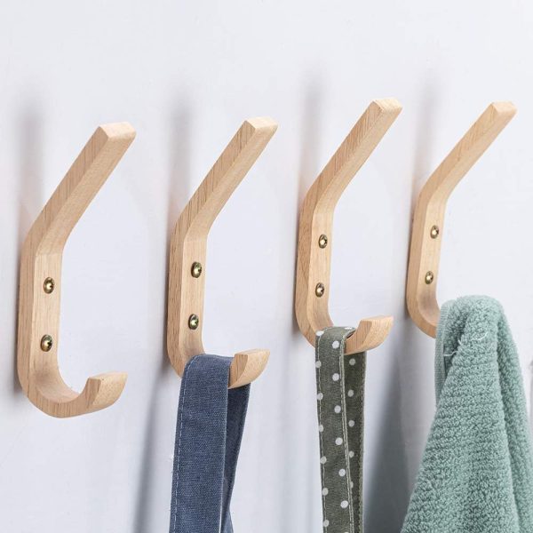 Wall-mounted wooden hooks